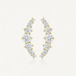 Boucles d'oreilles LUNA en acier inoxydable doré, ornées de strass en zirconium disposés en arc de cercle