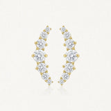 Boucles d'oreilles LUNA en acier inoxydable doré, ornées de strass en zirconium disposés en arc de cercle