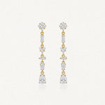 Boucles d'oreilles Octavia pendantes en acier inoxydable doré avec des strass en zirconium de formes variées