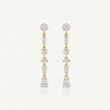 Boucles d'oreilles Octavia pendantes en acier inoxydable doré avec des strass en zirconium de formes variées