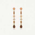 Boucles d'oreilles Octavia en acier inoxydable doré avec des pierres strass en zirconium aux tons rosés et marron