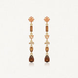 Boucles d'oreilles Octavia en acier inoxydable doré avec des pierres strass en zirconium aux tons rosés et marron