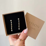 Boucles d'oreilles Octavia en acier inoxydable doré avec des strass en zirconium de différentes formes géométriques