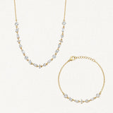 Coffret BLAIR compose d'un collier et d'un bracelet en acier inoxydable dore ornes de strass en zirconium